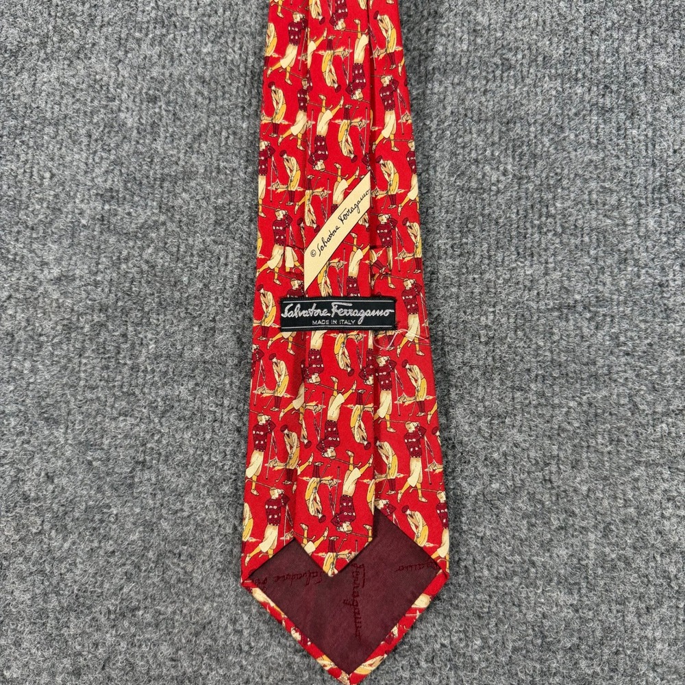 Salvatore Ferragamo Mens Silk Golf Novelty Print Tie Made in Italy Vintage #4905